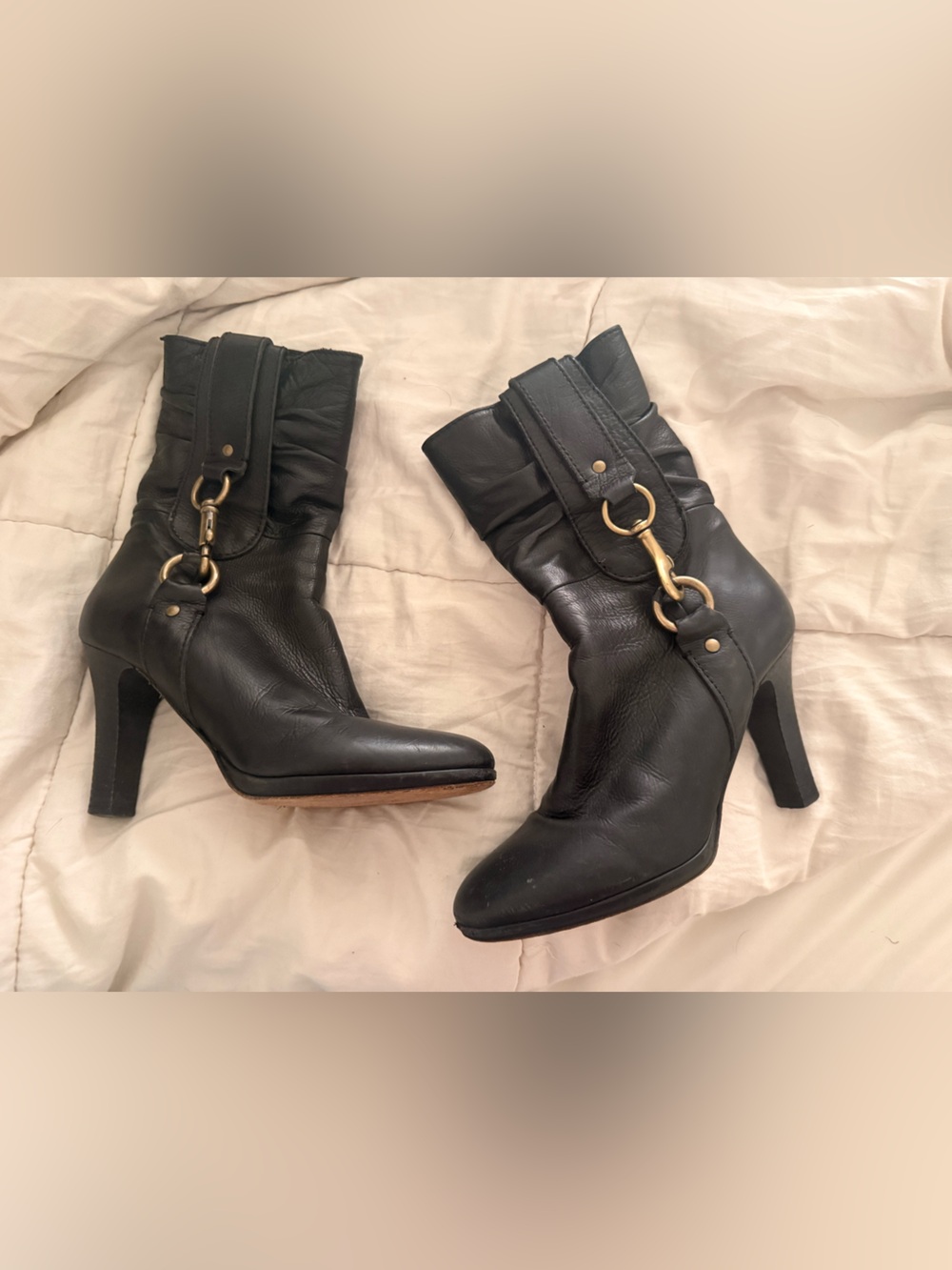 Coach Brown Torree Calf Short Zip Boot High Heel Size 6.5 $378 • Made in Italy